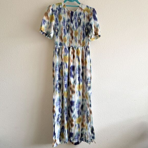 Baum und Pferdgarten Adamaris Silk Blend Smocked Bodice Midi Dress 36 EU, US 4/6 - Picture 2 of 8